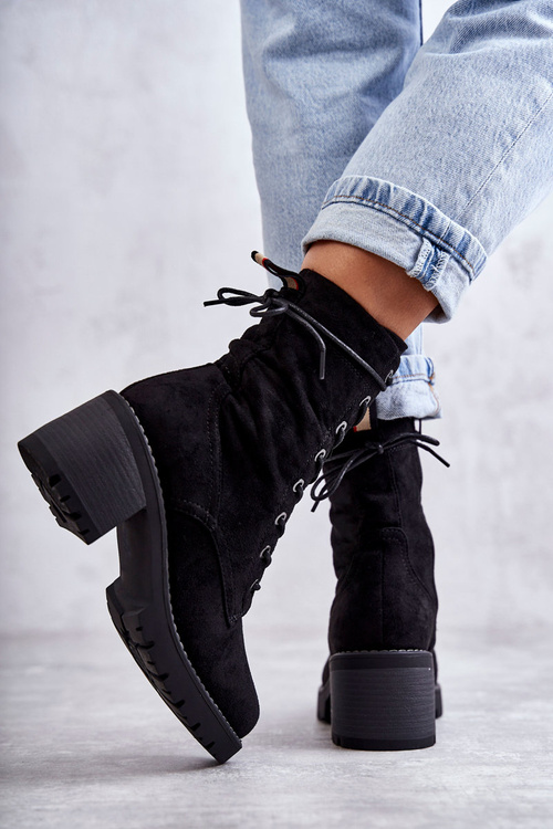 Dámské zateplené kozačky na vysokém podpatku černé Julieta