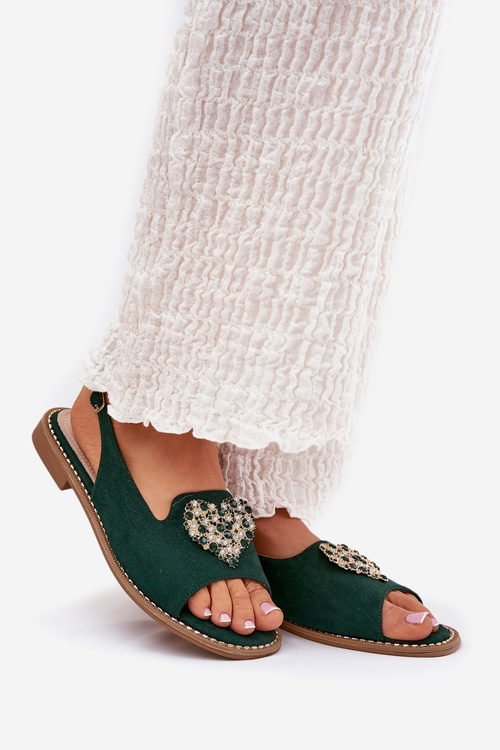 Dámske sandále s zlatou ozdobou eko semišové S.Barski KV27-059 hnedé