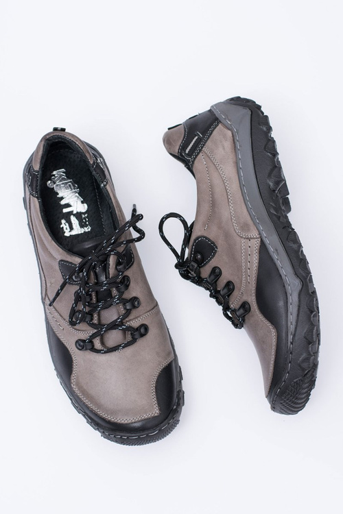 Pánské trekové boty šedé kožené Filippo