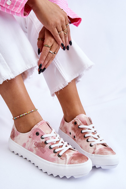 Módne nízko veľké hviezdy LL274044 Pink-Beige tenisky