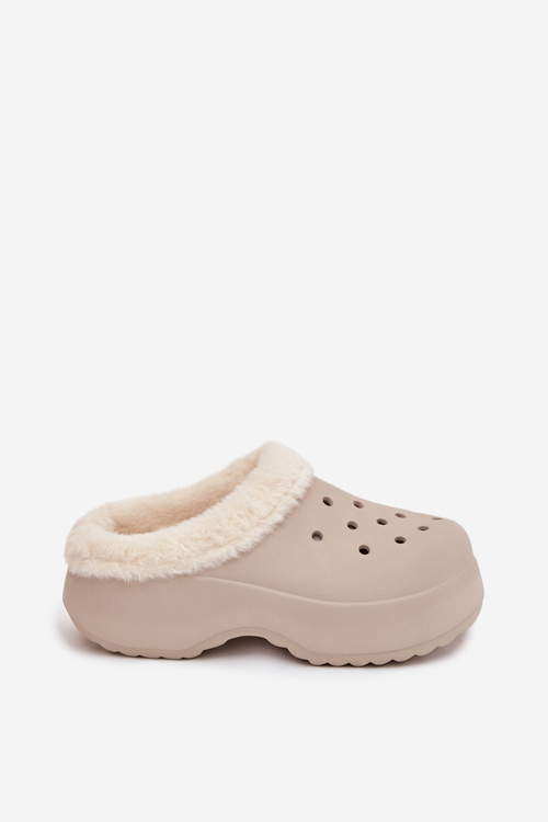 Penové dámske papuče s kožušinou Khaki Palvine