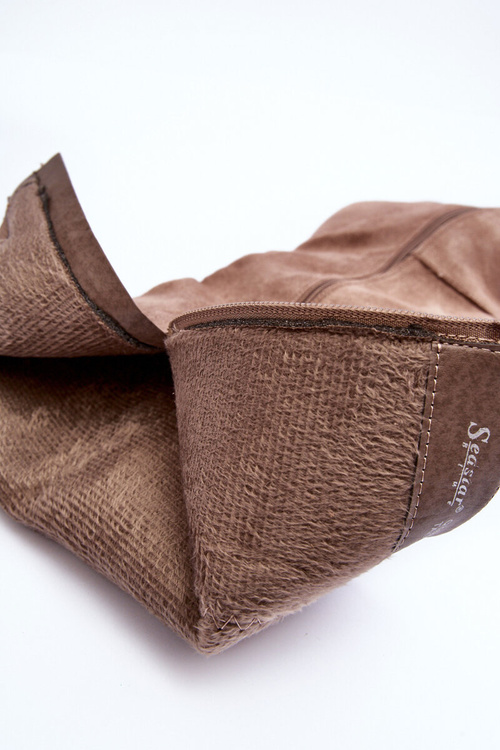 Kozaky Před Kolenní Na Słupku Zamšové Bežové Kilrenita