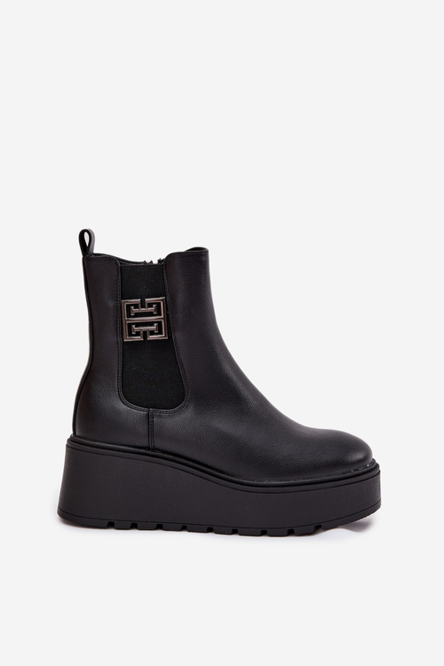 Zateplené dámske platformové čižmy s ozdobným detailom Vinceza 58551 Čierne