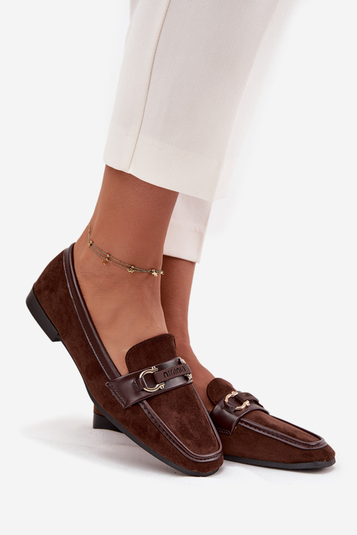 Mokasíny Loafers Ženské S Dekorativným Prvkom Čokoláda Evelora