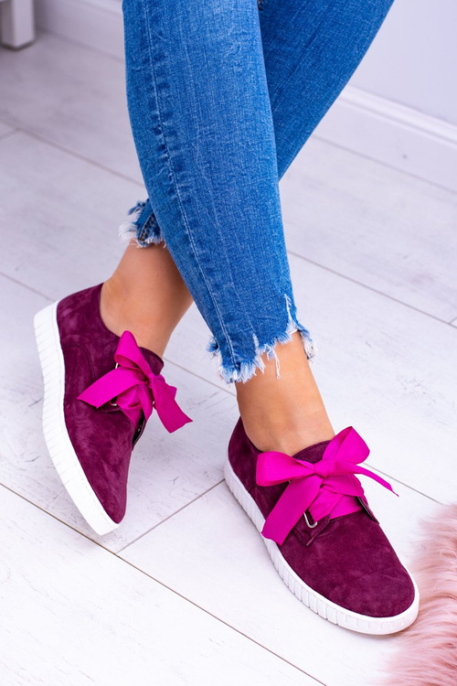 Burgundské kožené dámské tenisky Loop