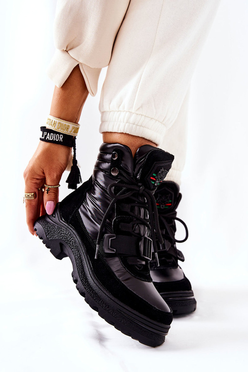 Dámske snehové topánky na zipsovej čiernej Marcii