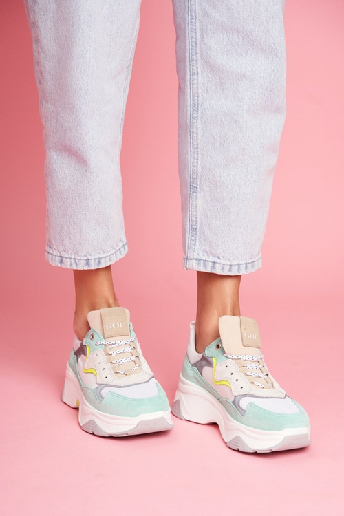 Dámská Sportovní Obuv Goe Kožená v kombinaci bílá-mint FF2N3011