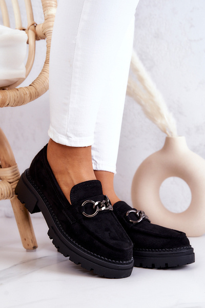 Dámske semišové topánky Loafer la.fi čierne vily