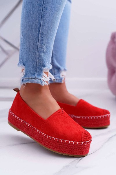 Dámské Espadrilky Slip On Semišové Červené Varles