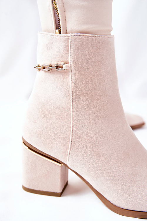 Dámské Semišové Boty Na Podpatku Béžové One Step