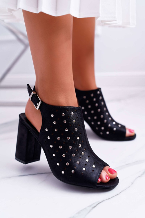 Dámské Sandály Podpatku Perforované Černé Hendrix