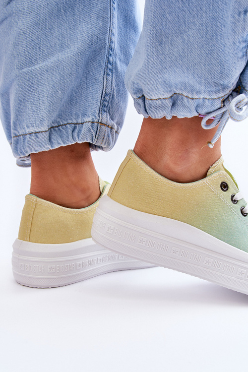 Nízke tenisky na veľkej hviezde LL274A186 žltej zelenej platformy