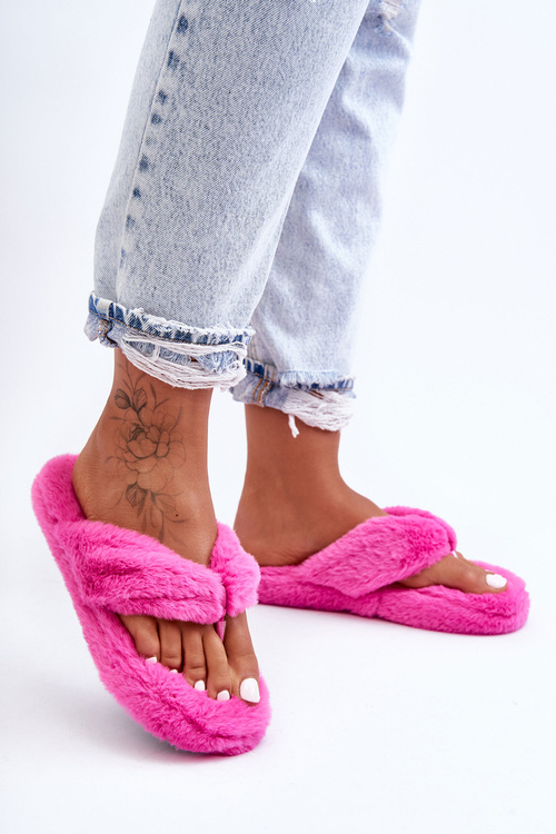 Ženské chlpaté žabky papci fuchsja elma