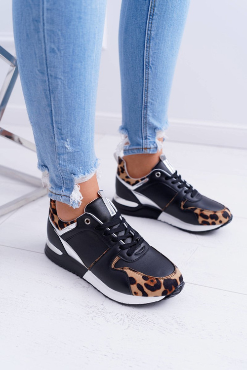 Dámská Sportovní Obuvs s Leopardovým Vzorem Černé Fippo