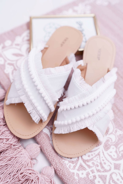 Dámske materiály žabky pre flops Vices 7269 biely jamen