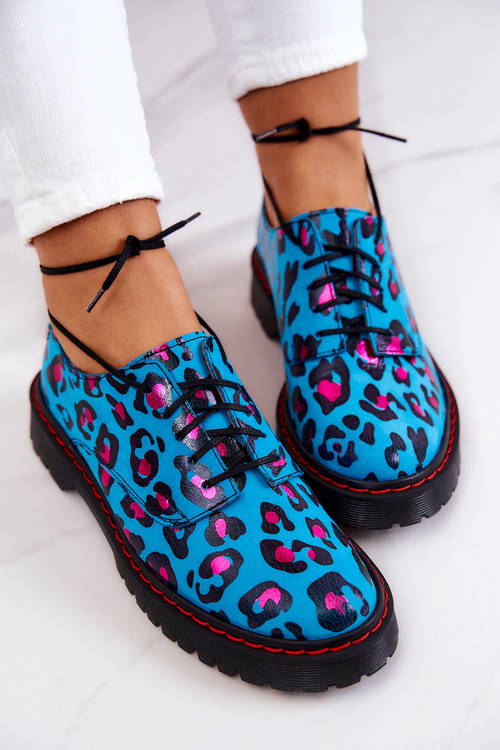 Dámske kožené topánky Oxford Maciejka 04087-47 modrá