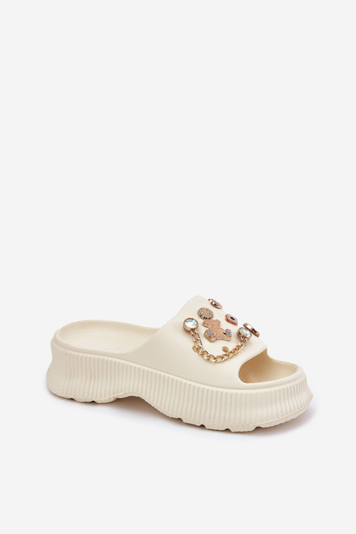 Dámske Penové Sandały So Zlatými Klipmi Svetlo Béžové Hortiana