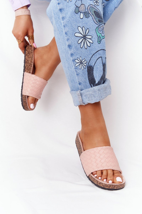 Kožené Nazouváky Na Korkové Podrážce Světle Růžové Catalina