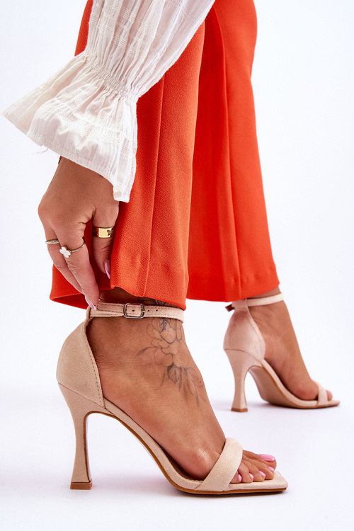 Dámské semišové sandály na podpatku Béžové Rousses