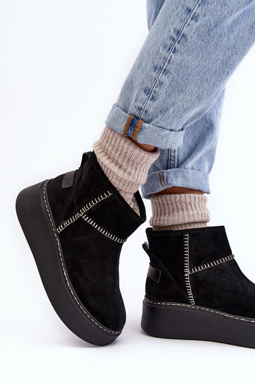 Dámske semišové snehové topánky Maciejka 06257-01 Čierna