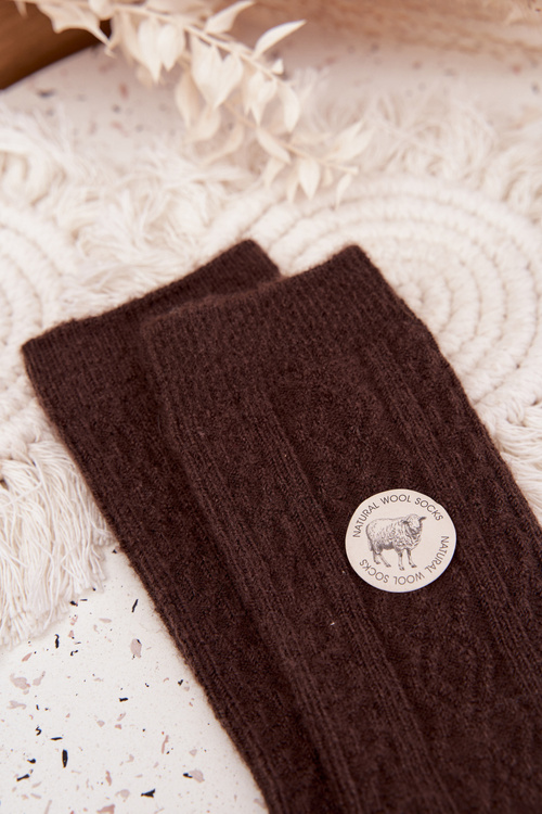 Dámske ponožky z vlny čokoládové