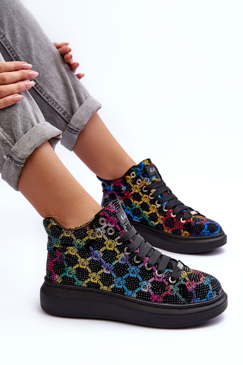 Športové topánky na platforme dżeta goe mm2n4009 čierna