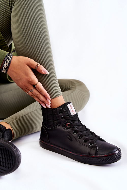 Dámske vysoké tenisky krížové džínsy KK2R4058C Čierne