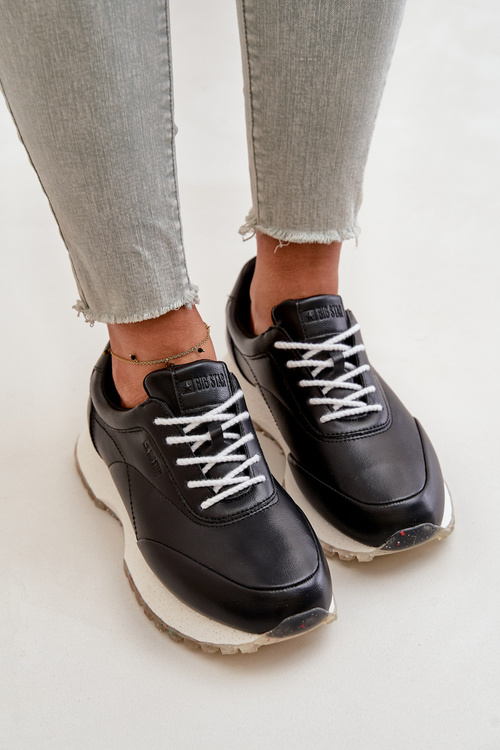 Dámské Sneakers Sportovní Obuv Z Eko Kůže Big Star OO274024 Hi-Poly System Černé