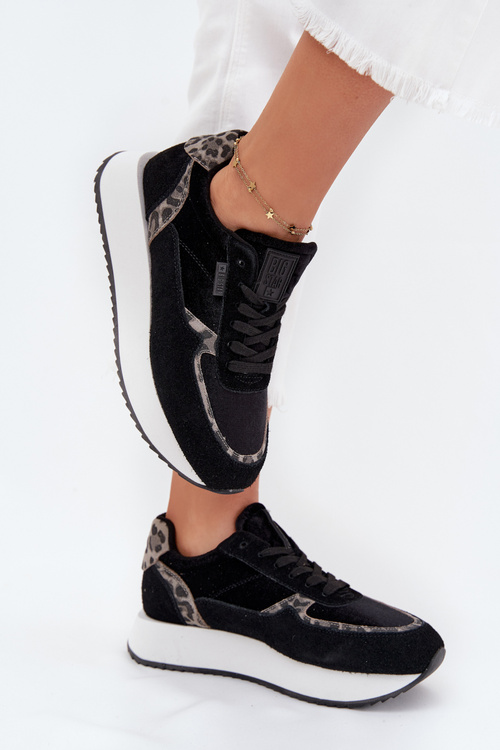 Dámské Zamszové Sneakersy Big Star OO274A312 HI-POLY SYSTEM Černé Panther