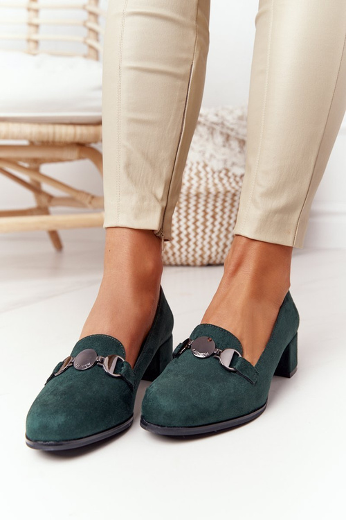 Semišové Polobotky Na Podpatcích Sergio Leone PB148 Zelené