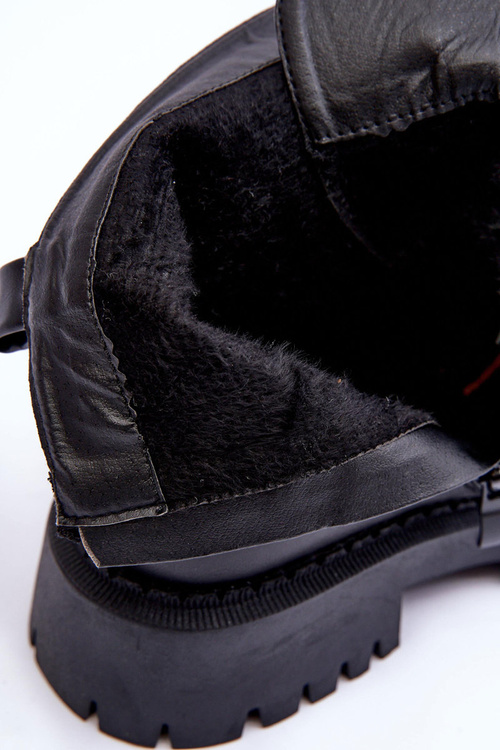 Kožené boty s kotníkovou patou na masivní platformě černé Lisencca