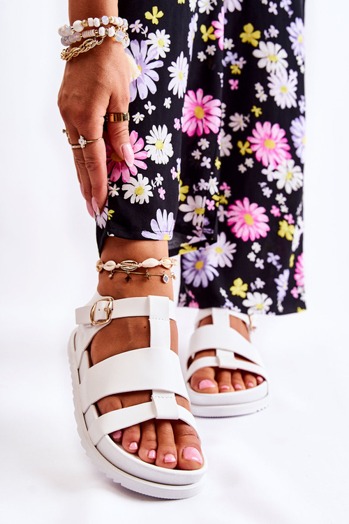 Kožené Sandály Na Platformě Bílé Tessy