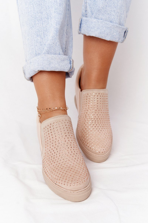 Klínové Boty Sneakersy S Flitry Lu Boo Béžové