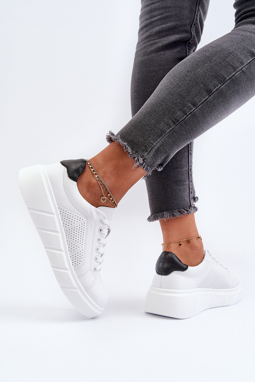 Dámské kožené tenisky na platformě bílé Gatira