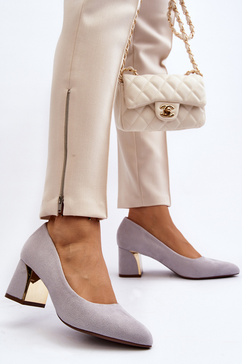 Šedé lodičky na podpatku Stelloria