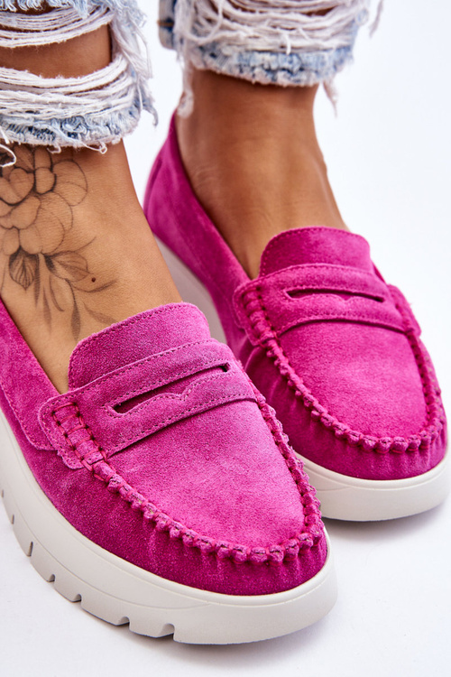 Suede Loafers na platforme Fuksja Lemar Milana