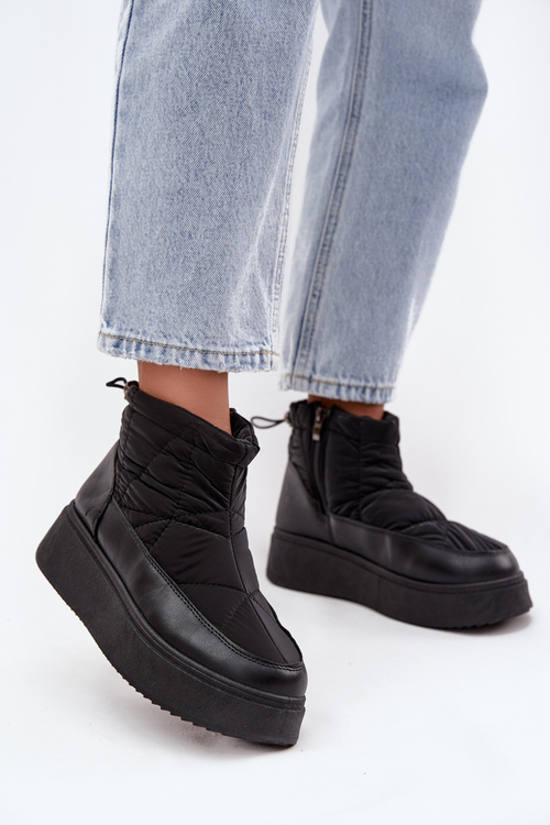 Dámské zimní boty na platformě vyhřívané kožešinkou černé Tahlira