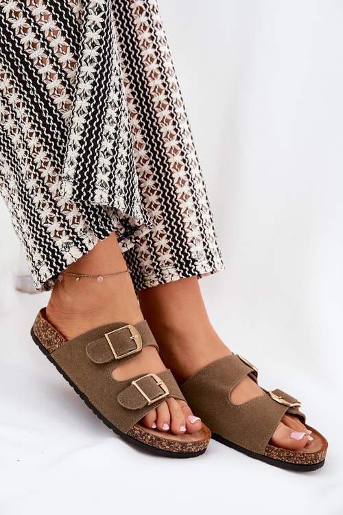 Dámské Sandály Na Korkové Platformě Se Zlatými Přezkami Zelené Lisavionea