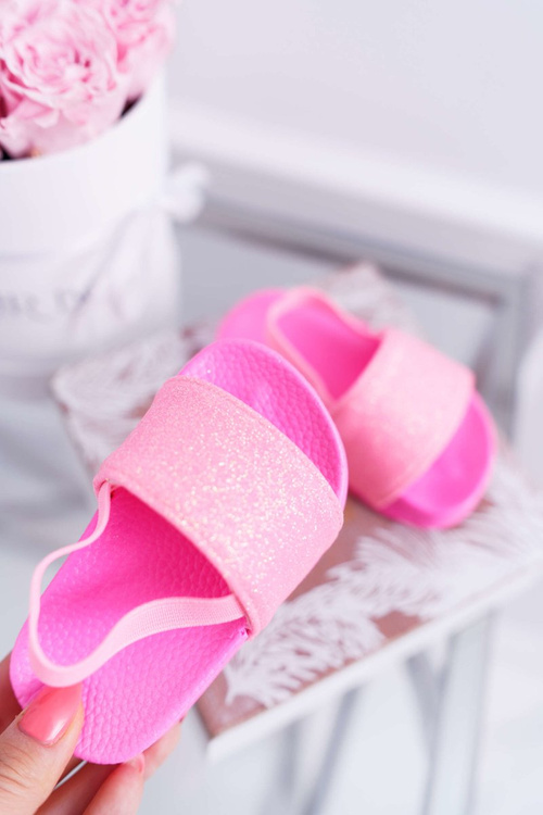 Dětské dívčí Nazouváky s brokáty růžové Rimia