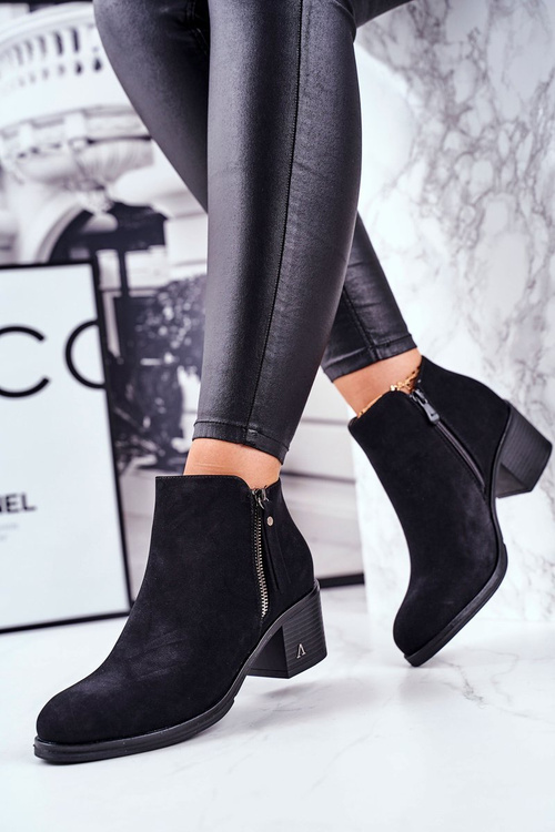 Dámské Kotníkové Boty Na Podpatku Černé Blanche