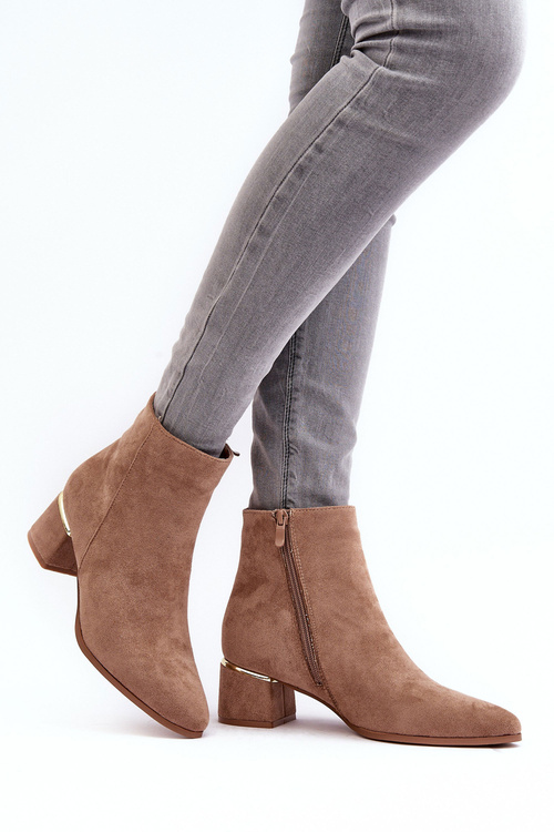 Ženský semišový vysoký podpätok béžový nábytok