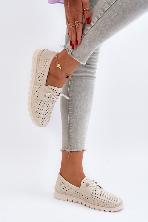 Dámske béžové kožené vyrezávané topánky Darnissa