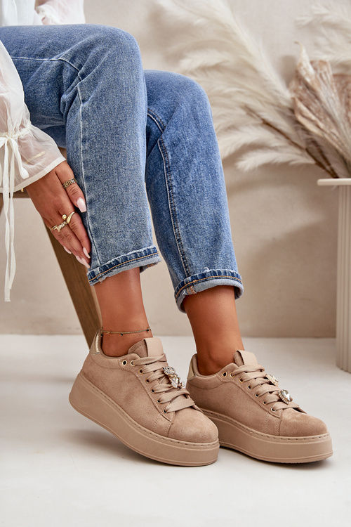 Dámské tenisky na platformě s medvídkem béžové Vailina