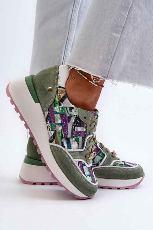 Dámské kožené tenisky na platformě Maciejka 06390-09 seledýnové