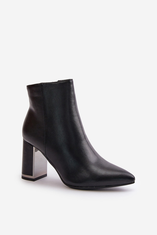 Dámske Čižmy Na Podpätku So Zipsom Zateplené Eko Koža Čierne Mevair