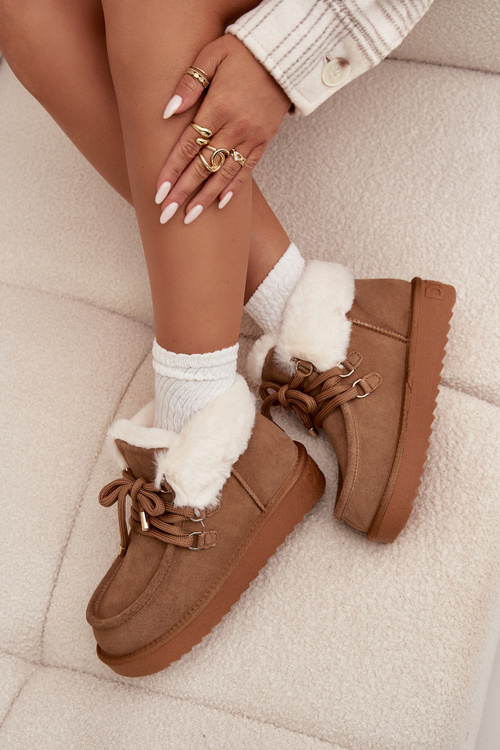 Dámske snehule z prírodného semišu D.Franklin DFSH375006 Camel