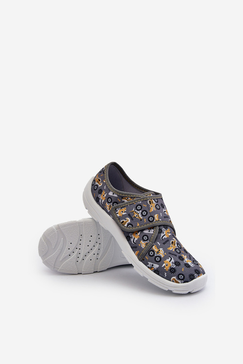 Pohodlné chlapecké pantofle na suchý zip Befado 974Y552 šedé