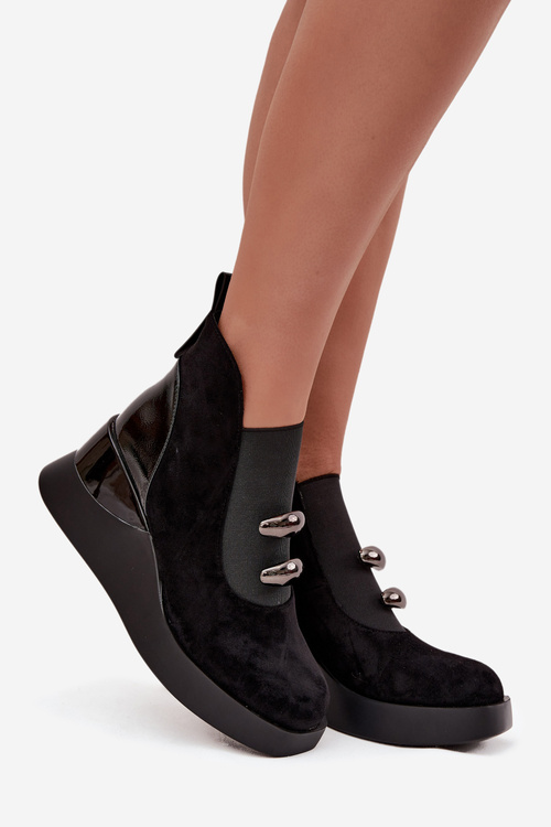 Dámske členkové čižmy na platforme D&A MR52-106 Čierne