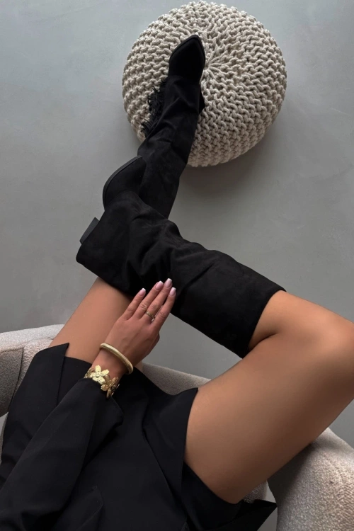 Zateplené Kozačky Kavalíři Dámské Na Podpatku S Třásněmi Černé Zalia