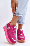 Dámske semišové športové topánky na platforme Goe LL2N4002 Fuksja